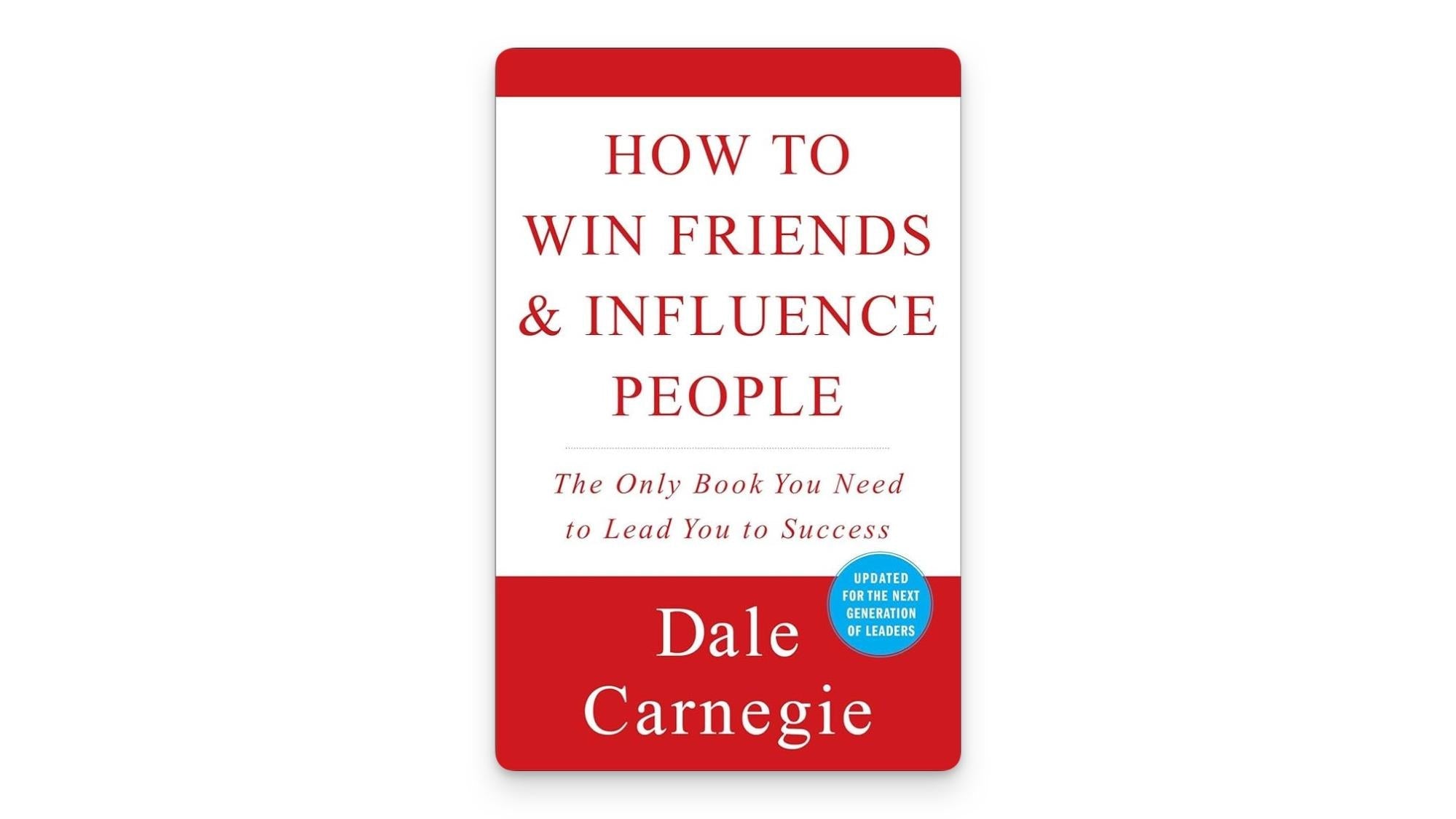 How to Win Friends & Influence People by Dale Carnegie – Red and white cover with bold red title.