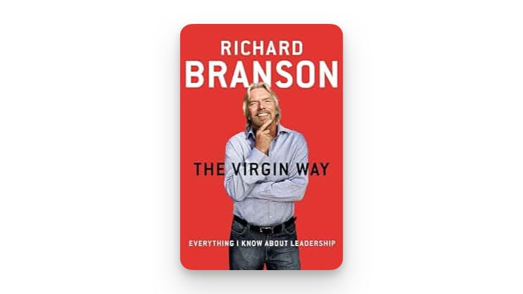 The Virgin Way by Richard Branson – Red cover with Richard Branson smiling, arms crossed.