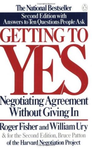Getting to Yes by Roger Fisher & William Ury – White cover with bold red and blue title text.